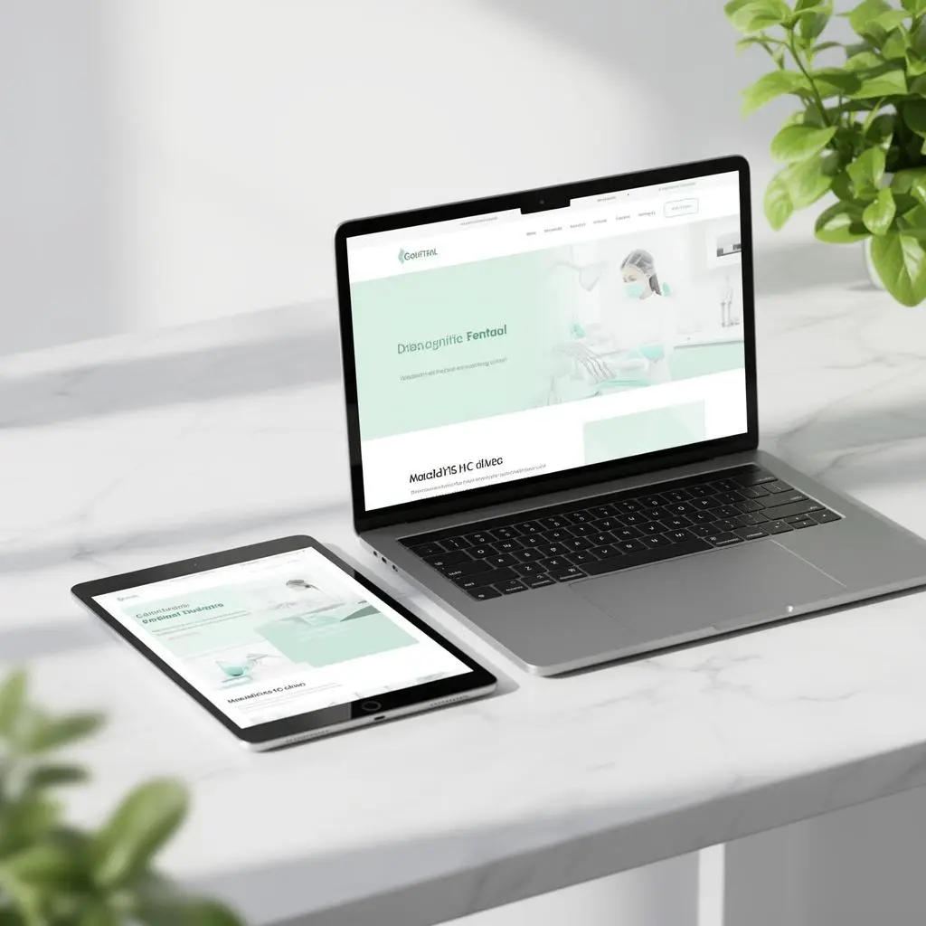 Site de clínica médica com agendamento online em tela de notebook