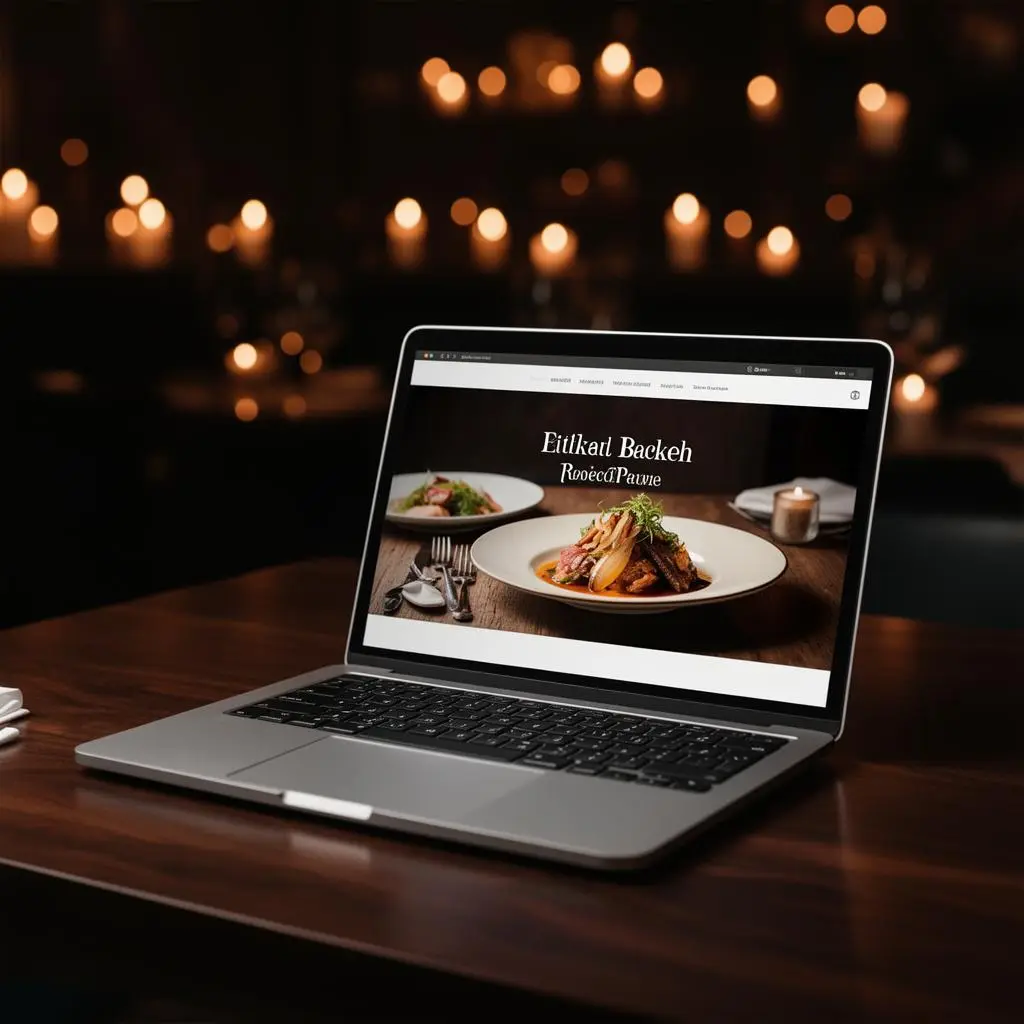 Site de restaurante com menu digital em tela de notebook